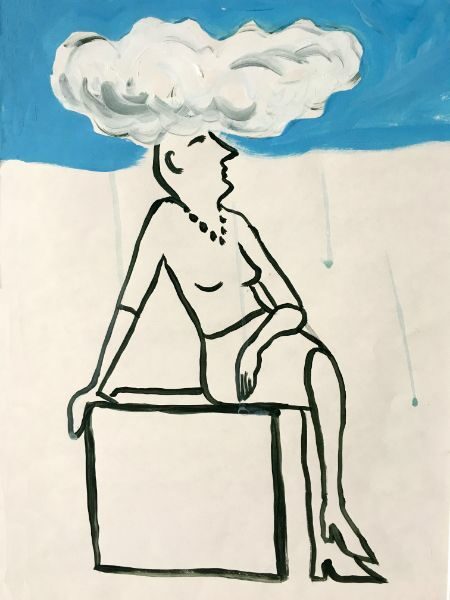 Head in the Clouds 
ink & acrylic on paper 11x14
SOLD