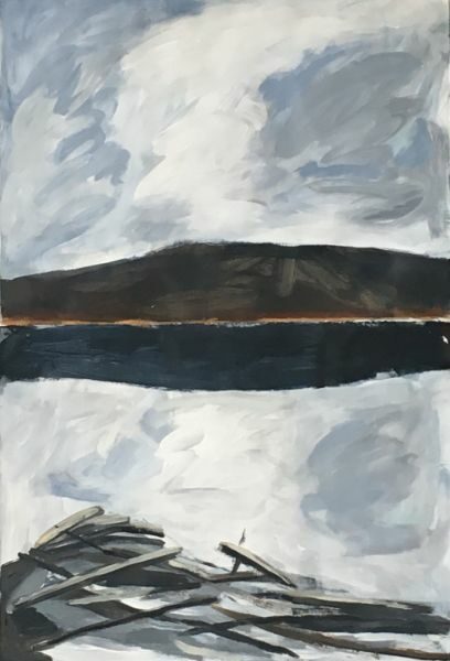 Hudson River Winter  
30 x 44  acrylic on paper