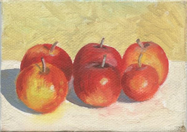 Six Apples  2.5 x 3.5  oil on canvas  SOLD