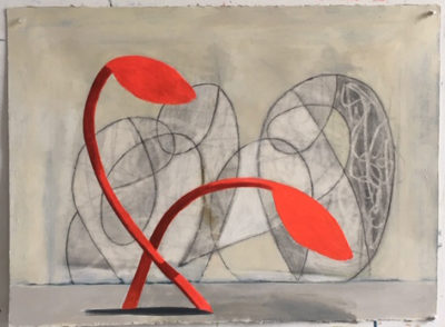 Frond Ballet
acrylic, charcoal on paper
22x30  